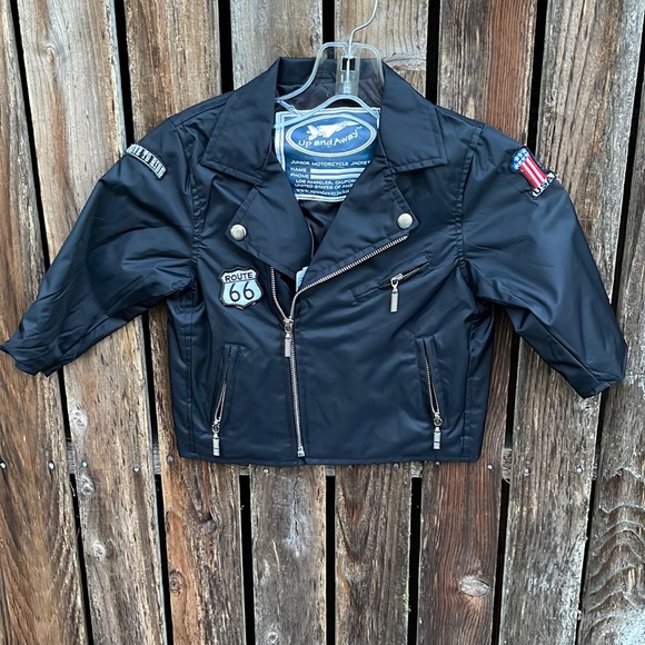 Up And Away Jacket Kids Boys Toddler 4T Biker Black Zippers Nylon Windbreaker - Picture 1 of 7